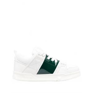 NEW VALENTINO GARAVANI women's open skate leather sneakers in white/green